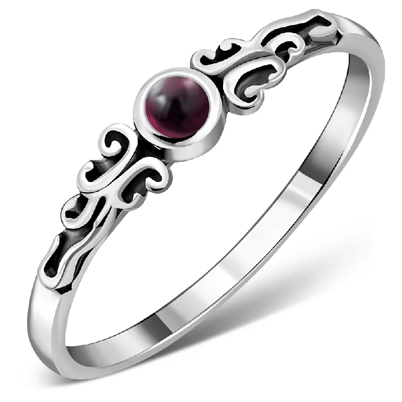 Garnet Stone Sterling Silver Ring