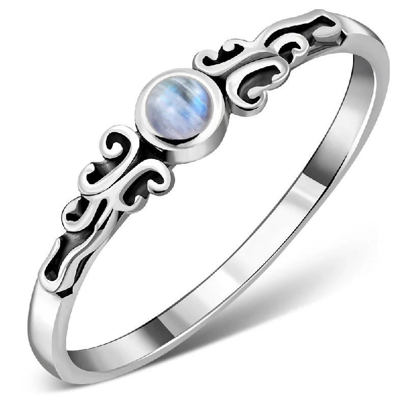 Rainbow Moonstone Sterling Silver Ring