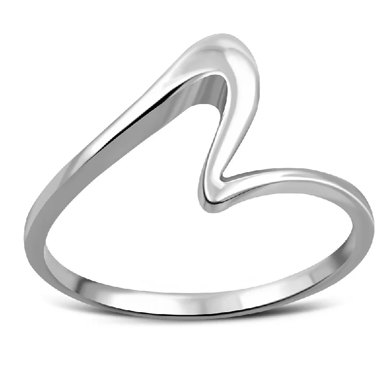 Plain Lightning Sterling Silver Ring