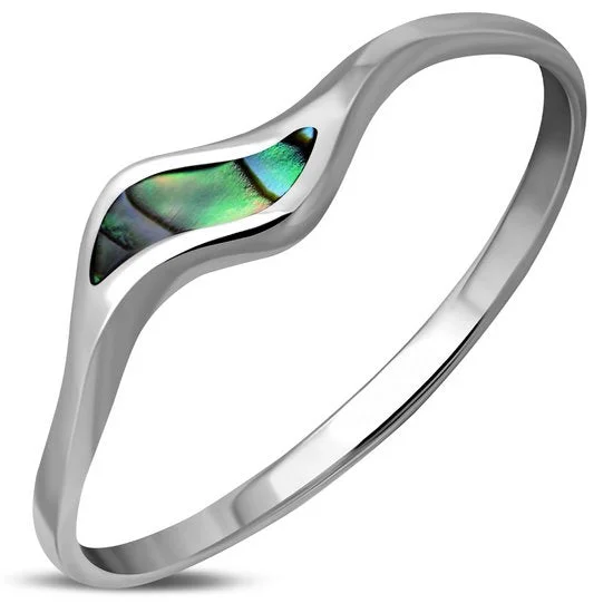 Abalone Sea Shell Silver Ring