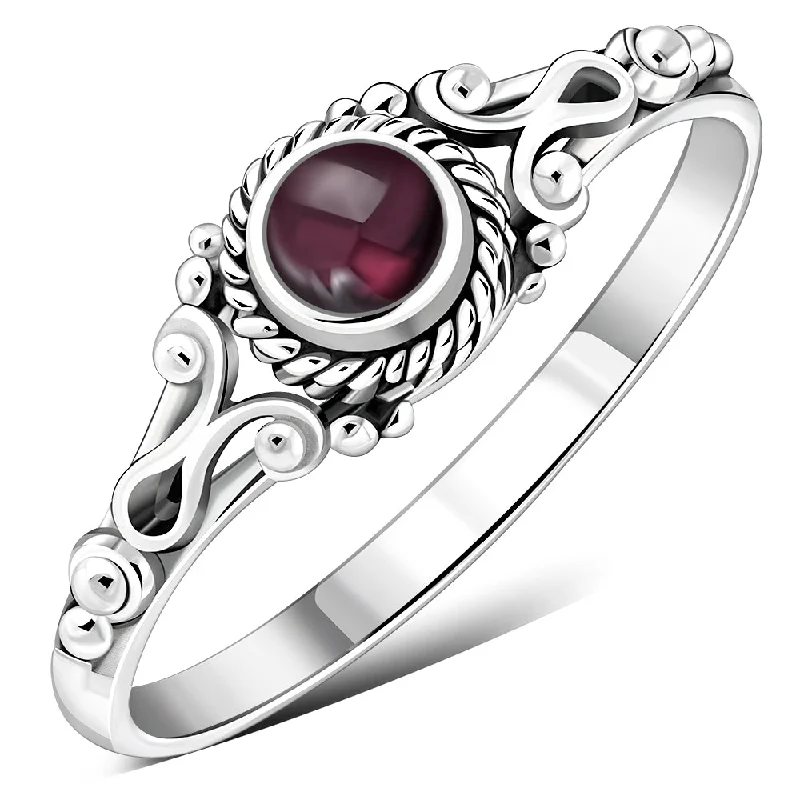 Garnet Stone Sterling Silver Ring