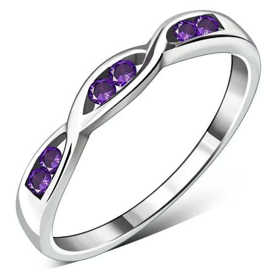 Amethyst CZ Silver Ring