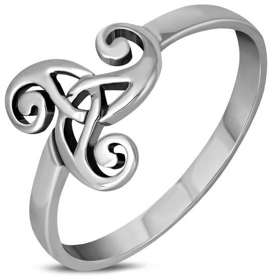 Plain Celtic Triskele Triple Spiral Silver Ring