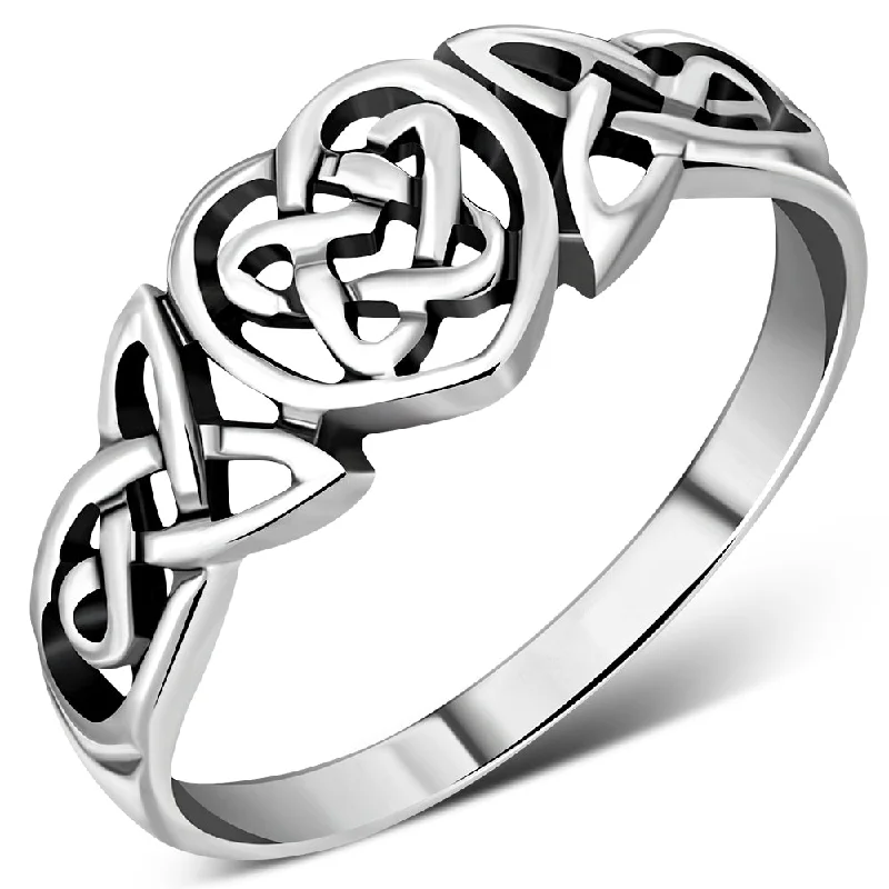 Celtic Trinity Heart Silver Ring