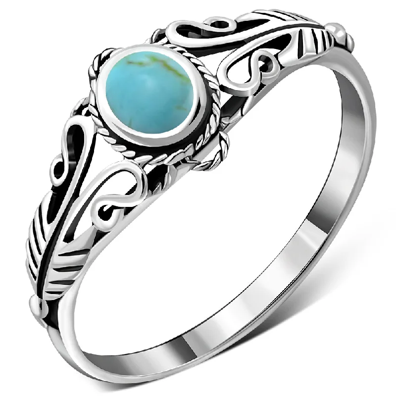 Ethnic Turquoise Solid Silver Ring