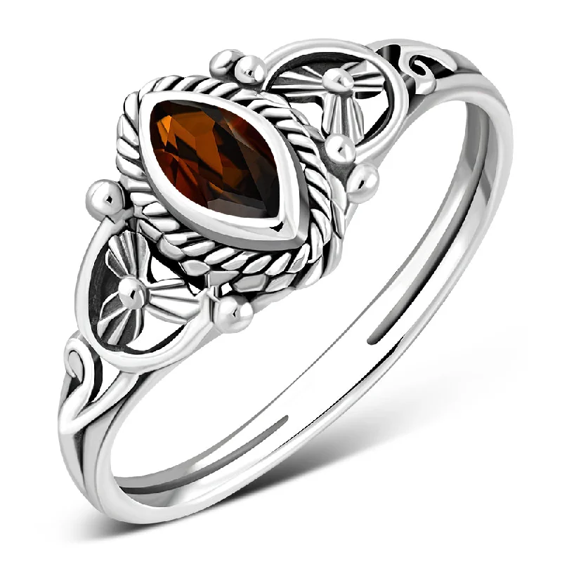 Garnet Stone Sterling Silver Ring