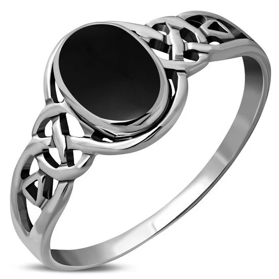 Celtic Stone Silver Ring w/ Black Onyx