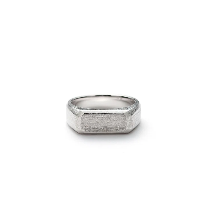 Hope Rectangle Signet Brushed Silver Ring