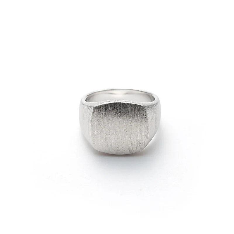 Hope Signet Brushed Silver Ring