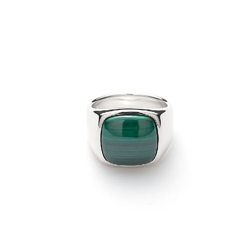 Hope Signet Silver Ring w. Malachite