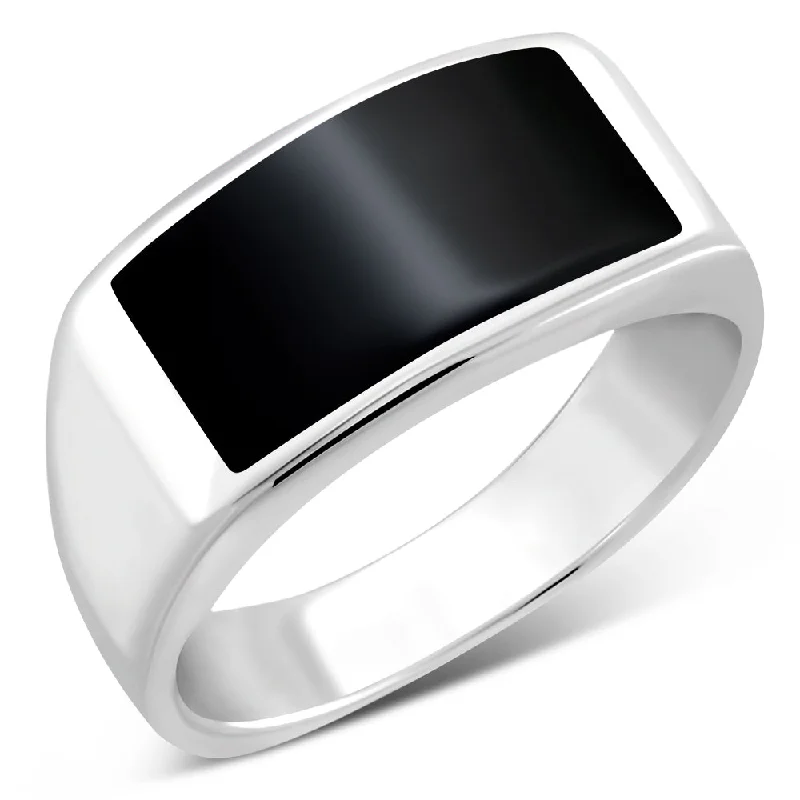 Black Onyx Stone Sterling Silver Ring