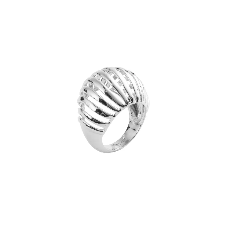 Ribbed VOID Silver Ring