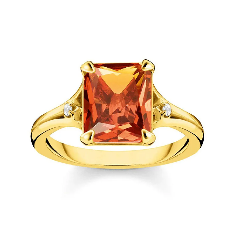 Gold Plated Sterling Silver Thomas Sabo Magic Stone Cognac Ring