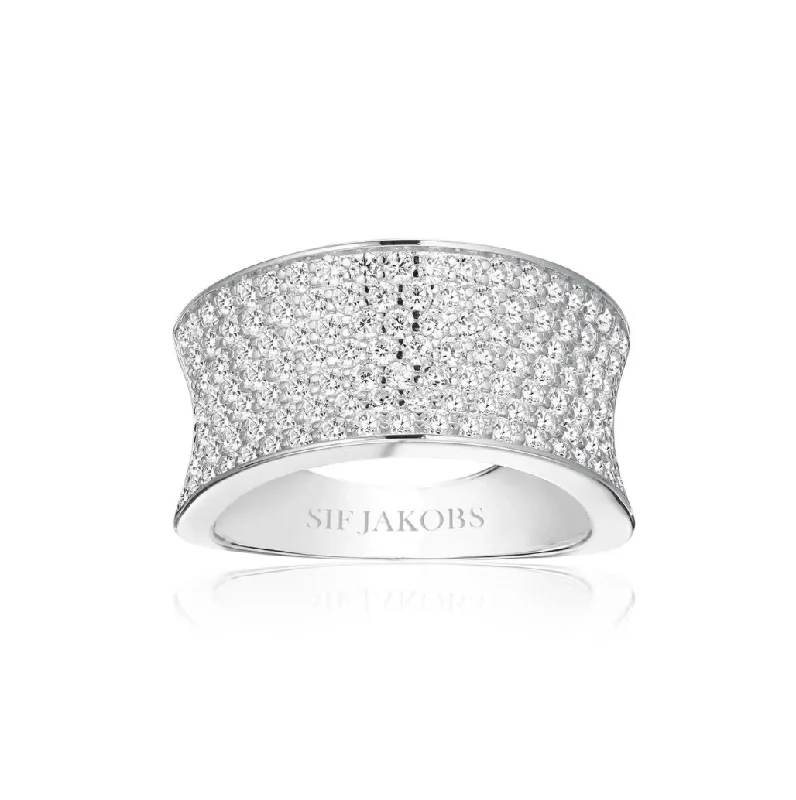 Felline Concavo Silver Ring w. Zirconias