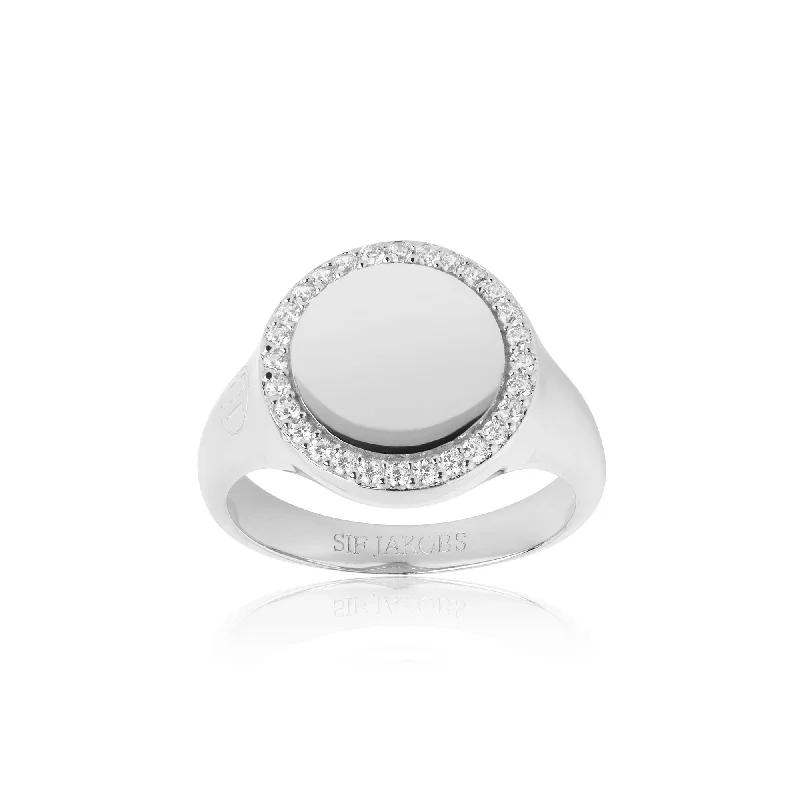 Follina Grande Silver Ring w. White Zirconias