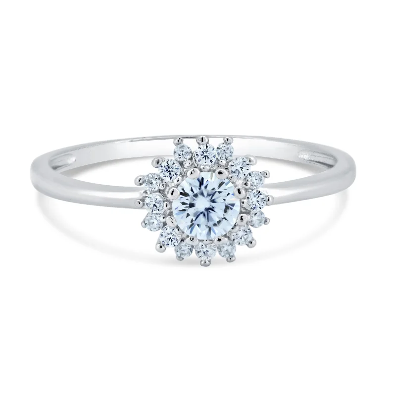 925 Sterling Silver Rhodium Flower Moissanite Ring - MGMR00004