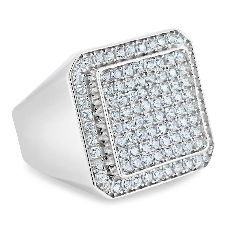 Rhodium Plated 925 Sterling Silver CZ Encrusted Ring - GMR00350