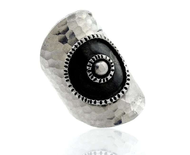 Sterling Silver Bull's Eye Adjustable Ring