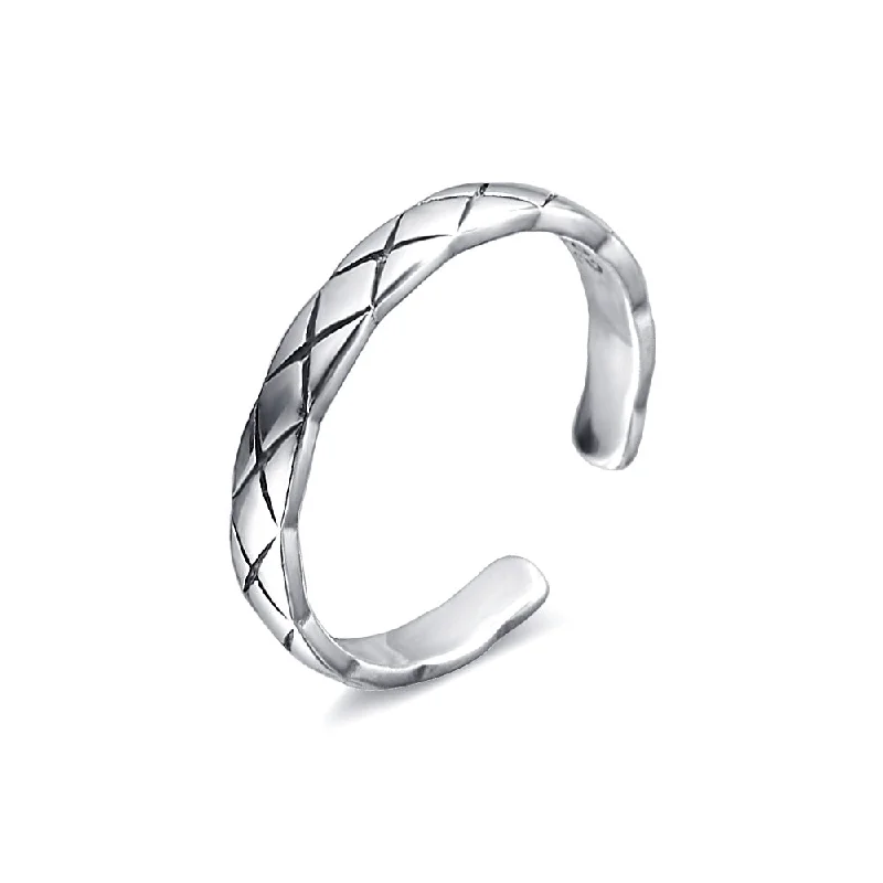 Sterling Silver Fashionable and Funky Lattice Plain Ring