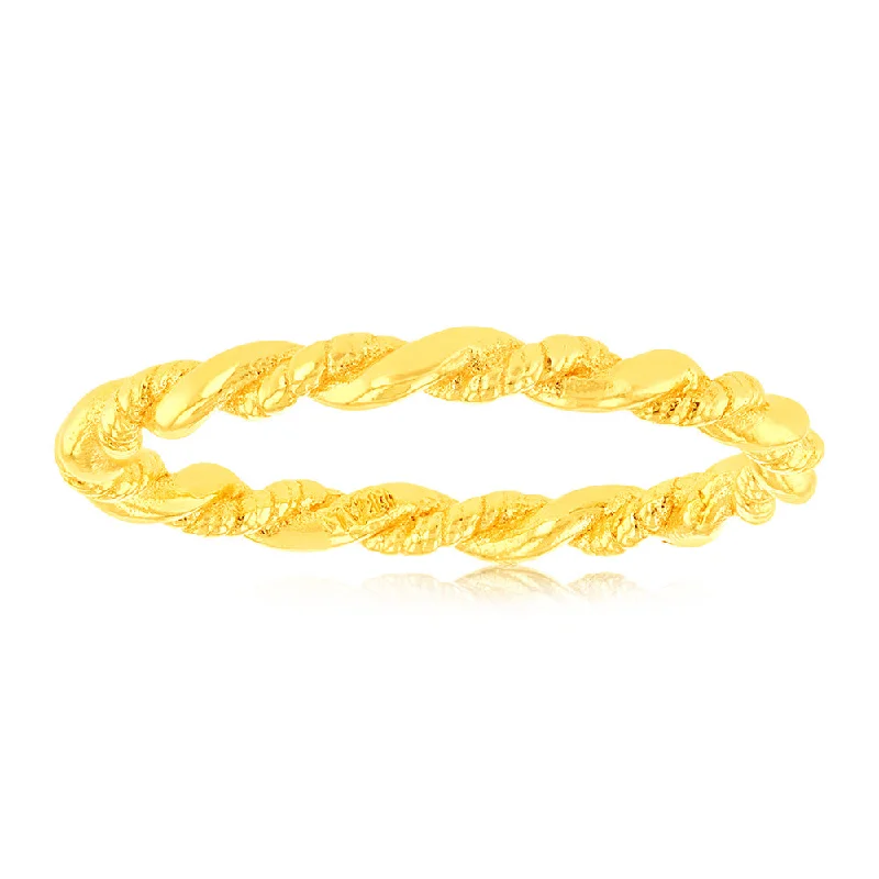 Sterling Silver Gold Plated Plain Twisted Ring