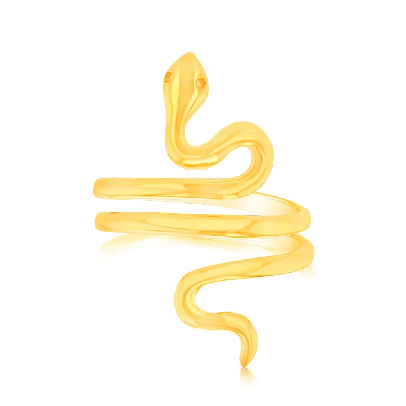 Sterling Silver Gold Plated Spiral Snake Ring