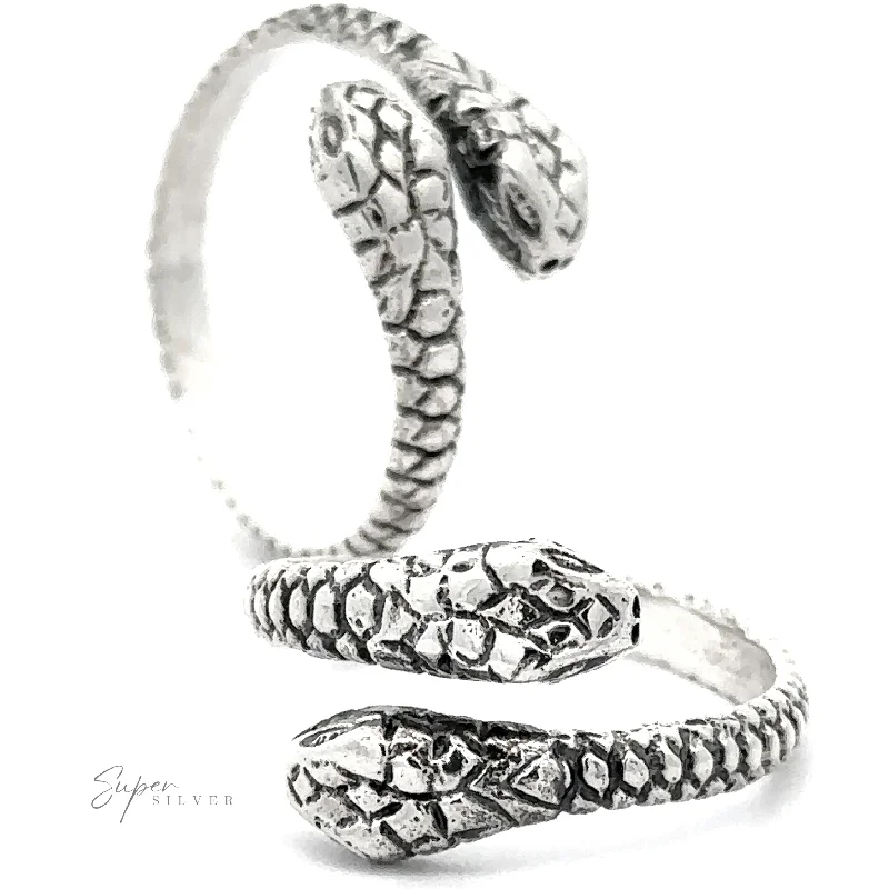 Sterling Silver Two Headed Snake Ring