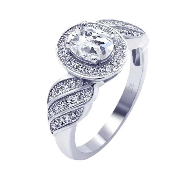 Silver 925 Rhodium Plated Micro Pave CZ Winged Ring - ACR00043