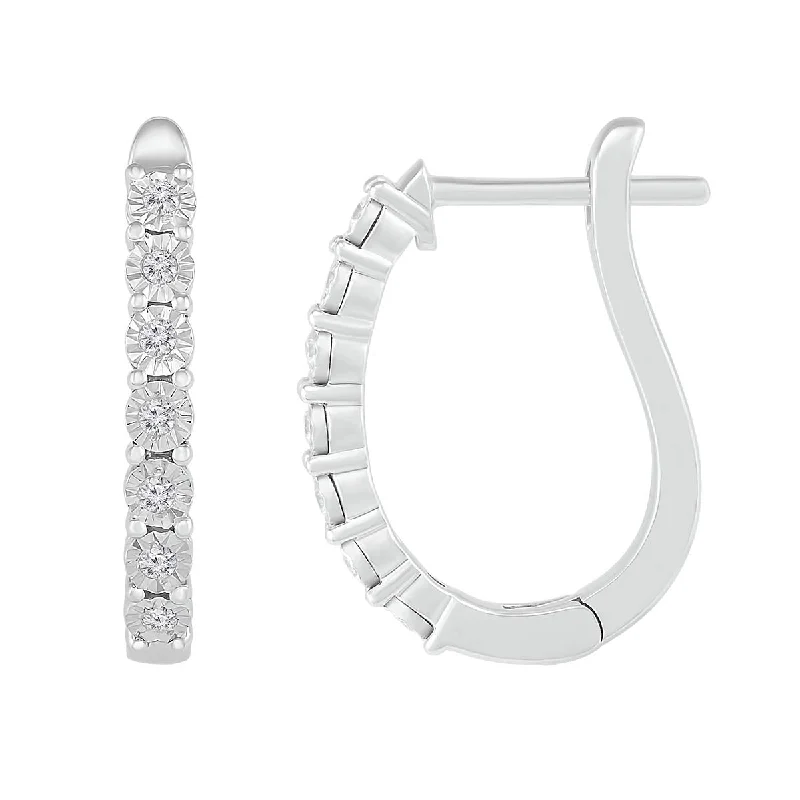 1/10 CTW Diamond Hoop 19.5MM Earrings in Sterling Silver