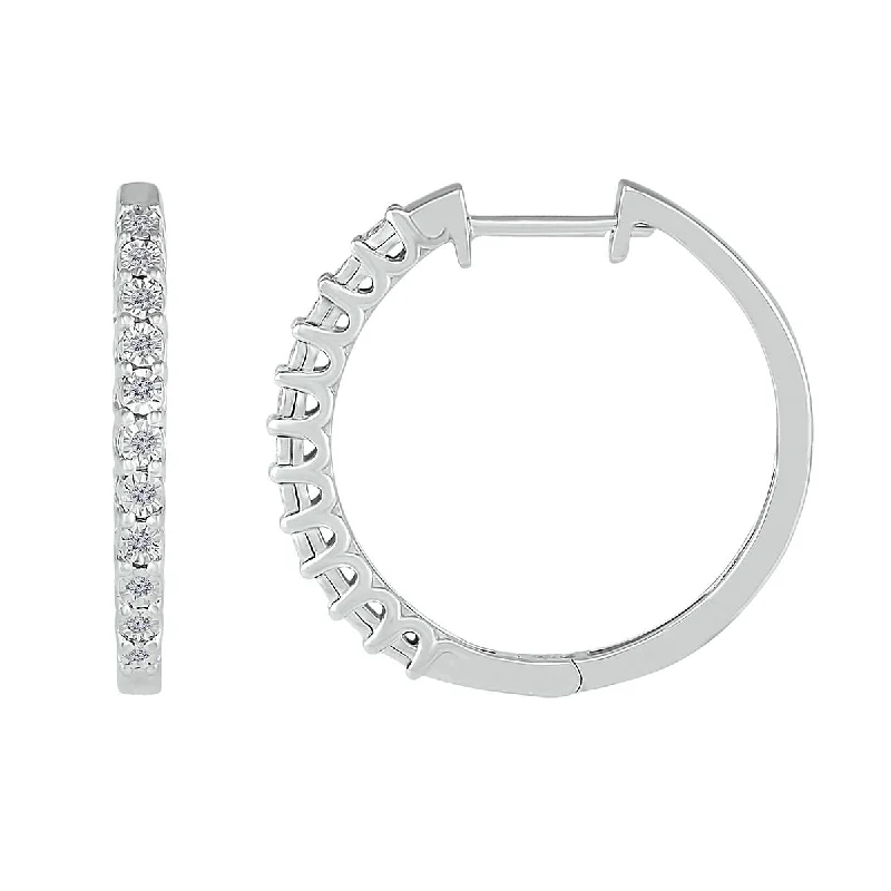 1/10 CTW Diamond Hoop 23MM Earrings in Sterling Silver