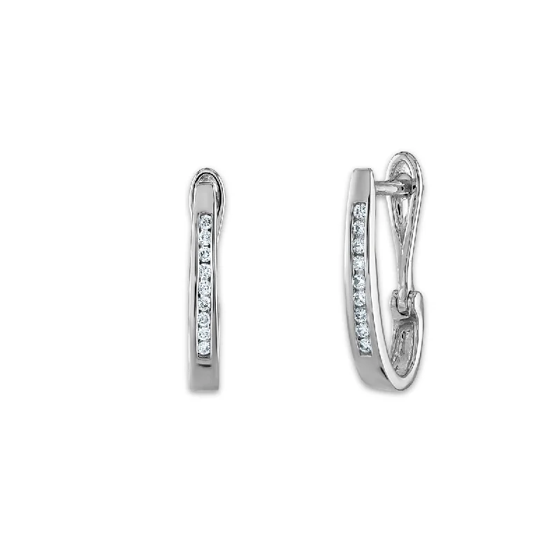 1/10 CTW Diamond Oval Hoop Earring in 10KT White Gold