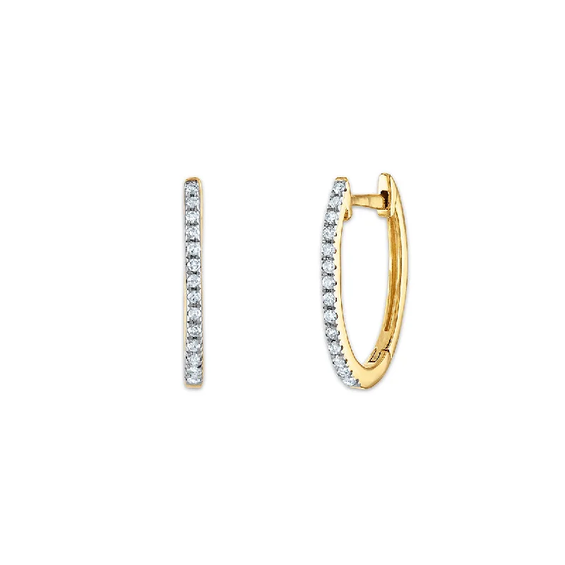 1/10 CTW Diamond Oval Hoop Earrings in 10KT Yellow Gold