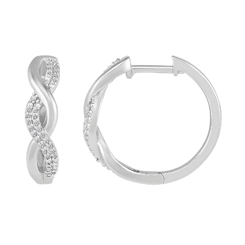 1/10 CTW Diamond Twist Hoop 18MM Earrings in Sterling Silver