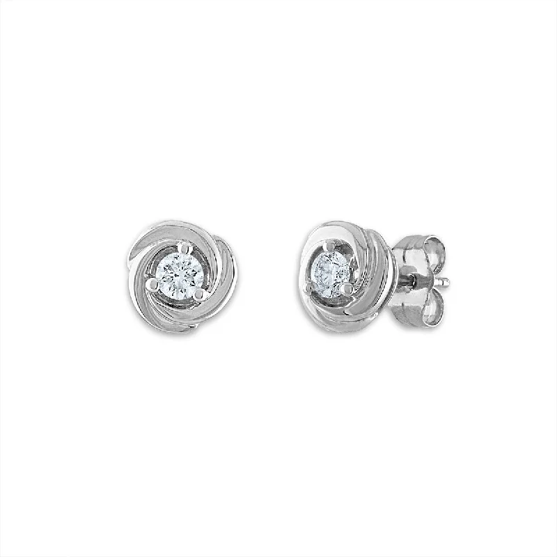 1/4 CTW Diamond Stud Love Knot Earrings in 10KT White Gold