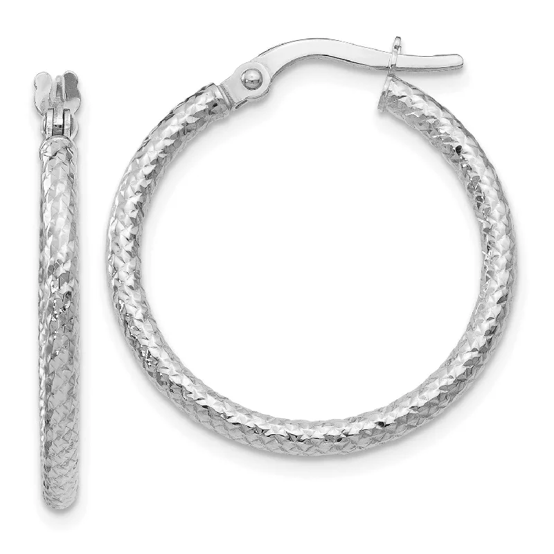 10KT White Gold 25X17MM Hinged Hoop Earrings