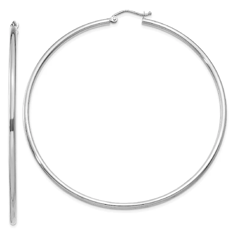 10KT White Gold 60X2MM Hoop Earrings