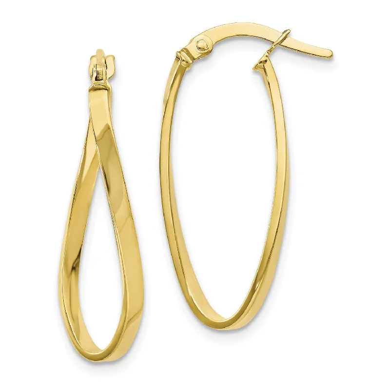 10KT Yellow Gold 26X16MM Twist Hoop Earrings