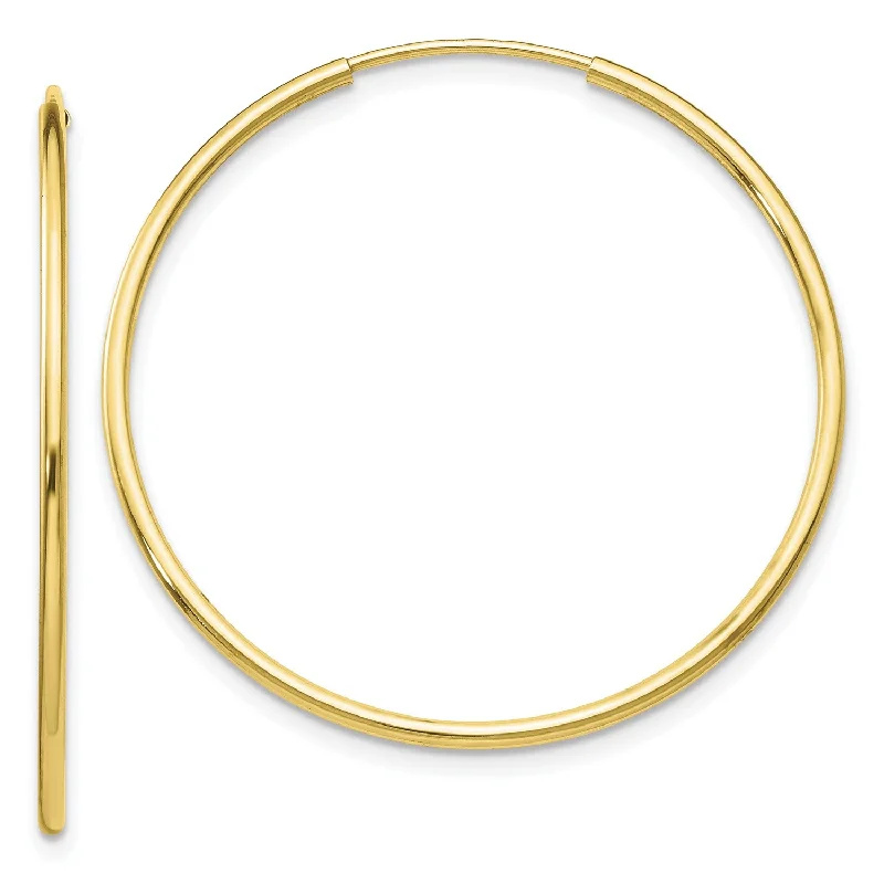 10KT Yellow Gold 34X1.2MM Endless Hoop Earrings