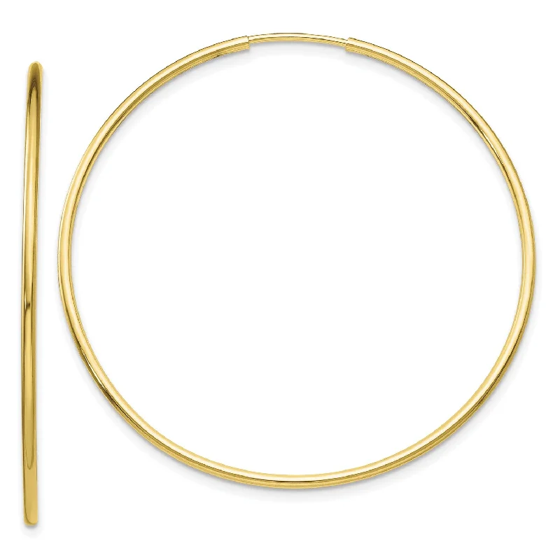 10KT Yellow Gold 42X1.2MM Endless Hoop Earrings