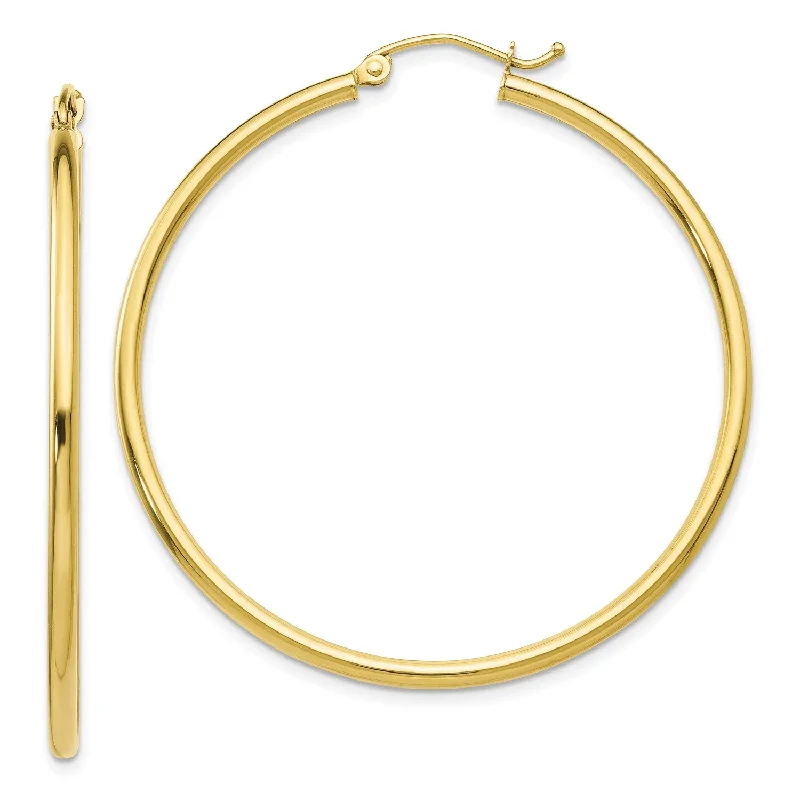 10KT Yellow Gold 42X2MM Hoop Earrings