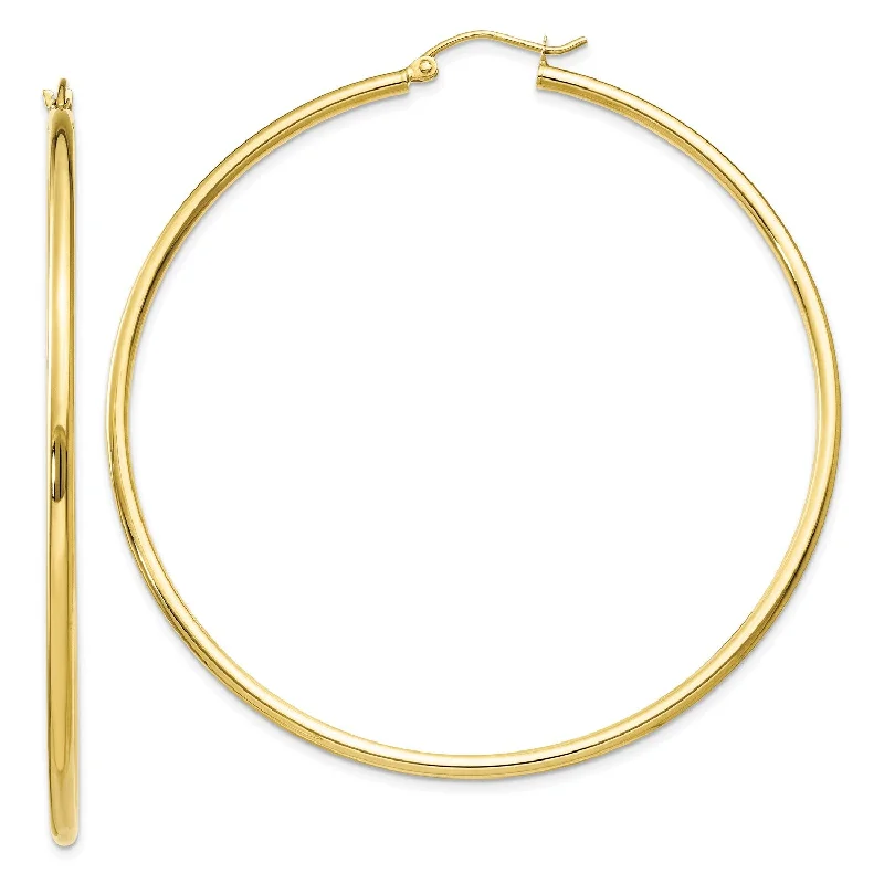 10KT Yellow Gold 55X2MM Hoop Earrings