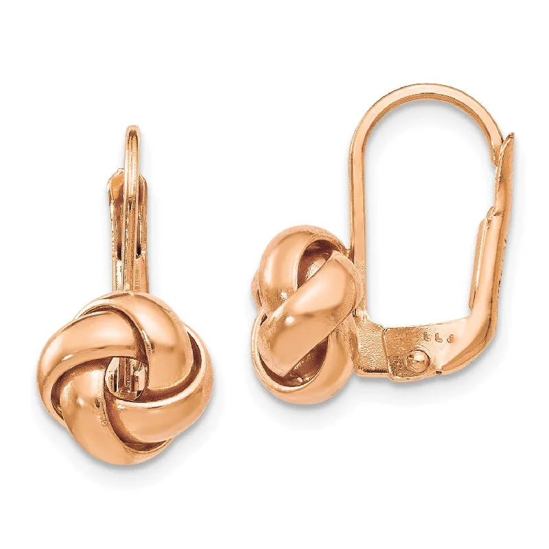 14KT Rose Gold 13X9MM Leverback Love Knot Earrings