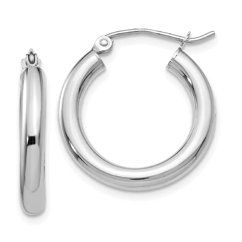 14KT White Gold 20X3MM Hoop Earrings