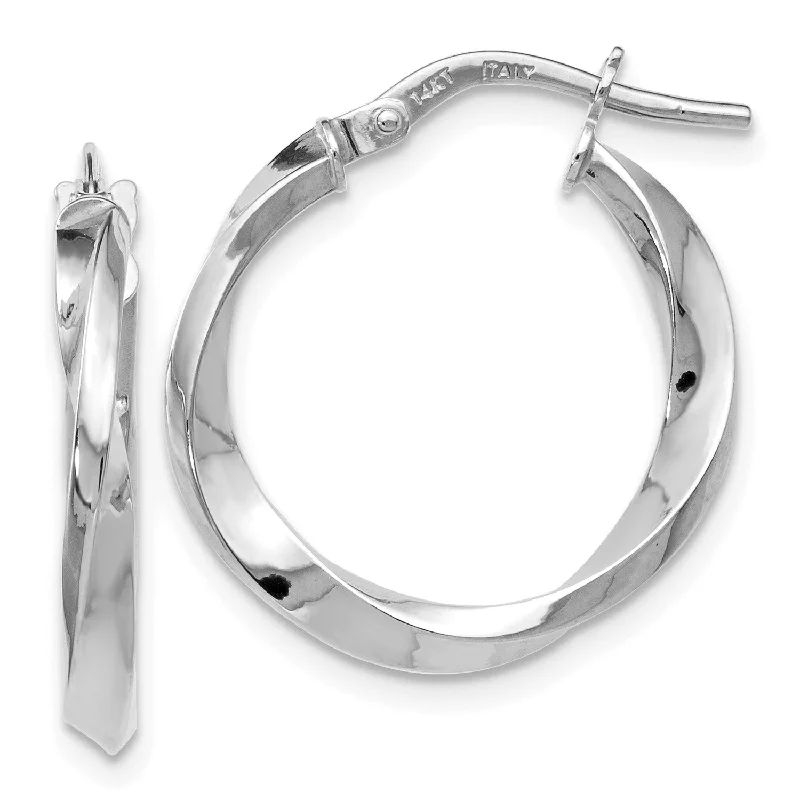 14KT White Gold 21X19MM Twist Hoop Earrings