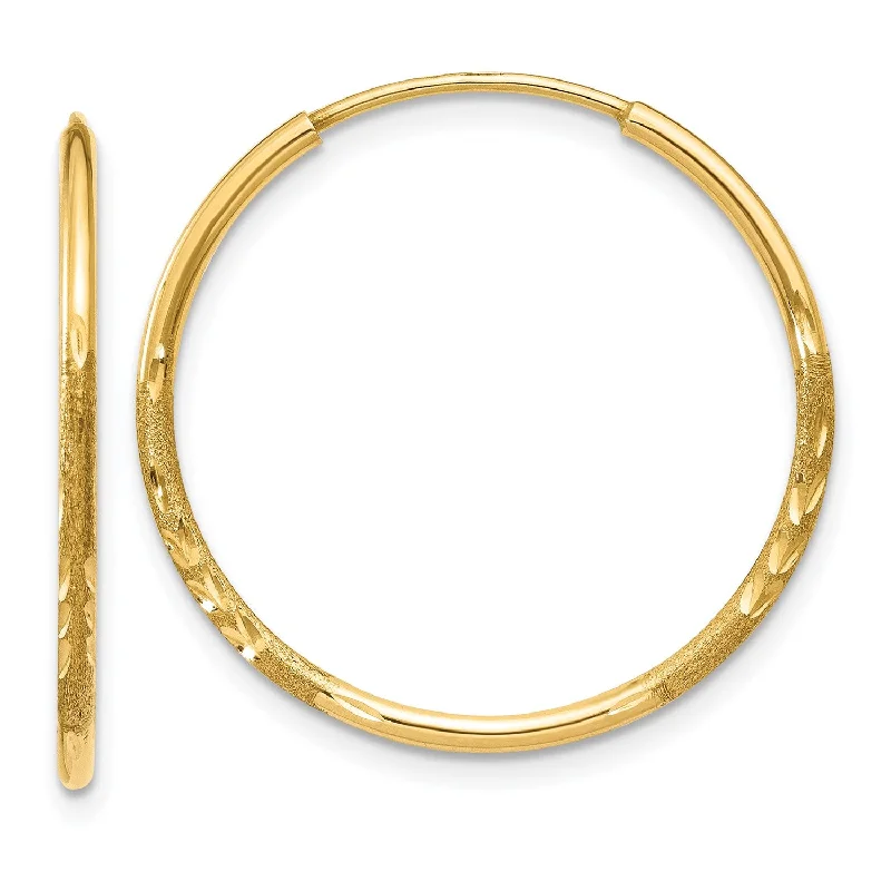 14KT Yellow Gold 21X1.25MM Diamond-cut Hoop Earrings