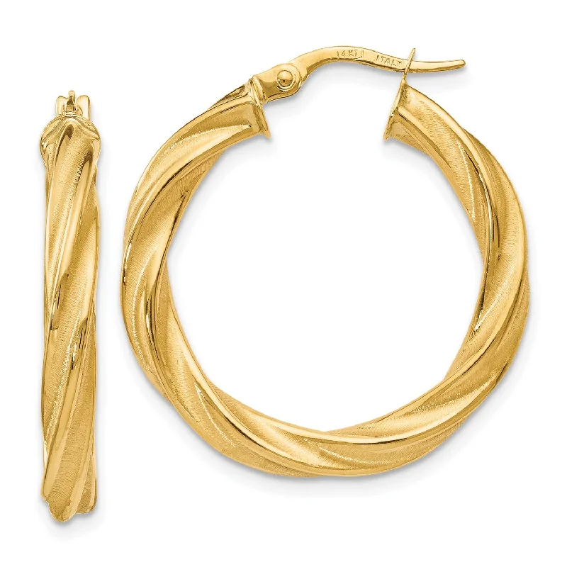 14KT Yellow Gold 28X27MM Twist Hoop Earrings