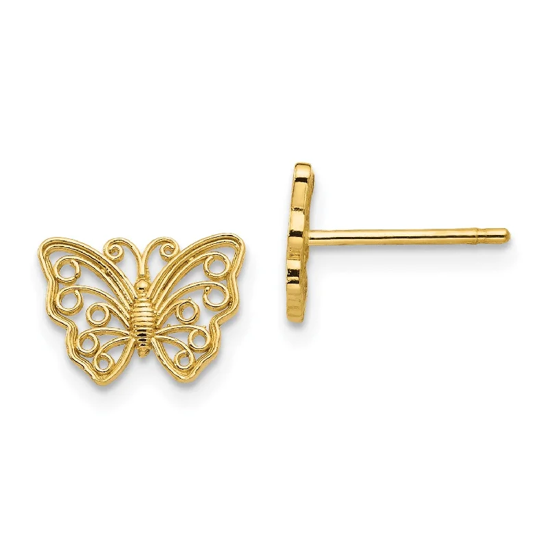 14KT Yellow Gold 7X9MM Butterfly Earrings