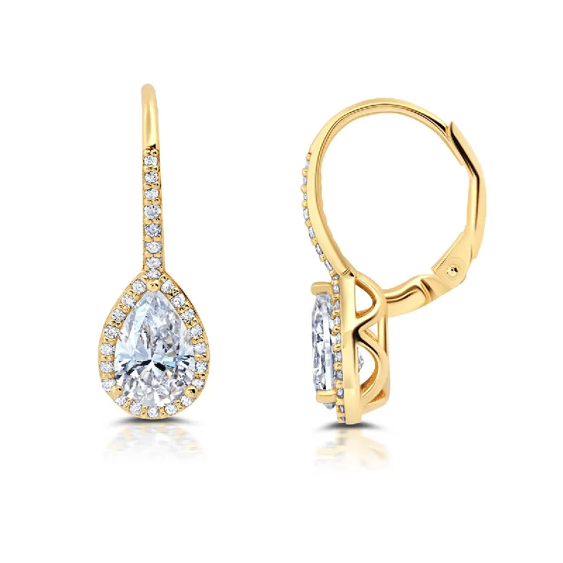 Crislu 18KT Yellow Gold Plated Sterling Silver Round Cubic Zirconia Fashion Earrings