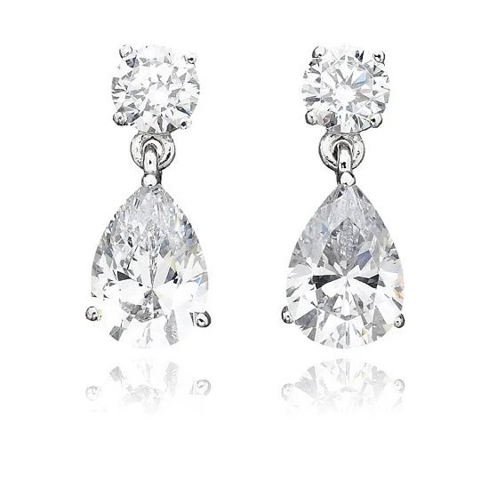 Crislu Platinum Plated Sterling Silver Cubic Zirconia Earrings