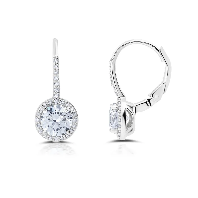 Crislu Platinum Plated Sterling Silver Round Cubic Zirconia Fashion Earrings