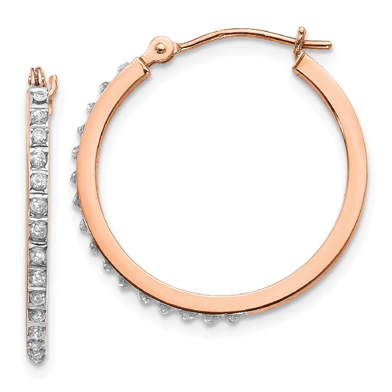 Diamond Fascination 14KT Rose Gold Diamond 25X2MM Diamond Accent Hoop Earrings